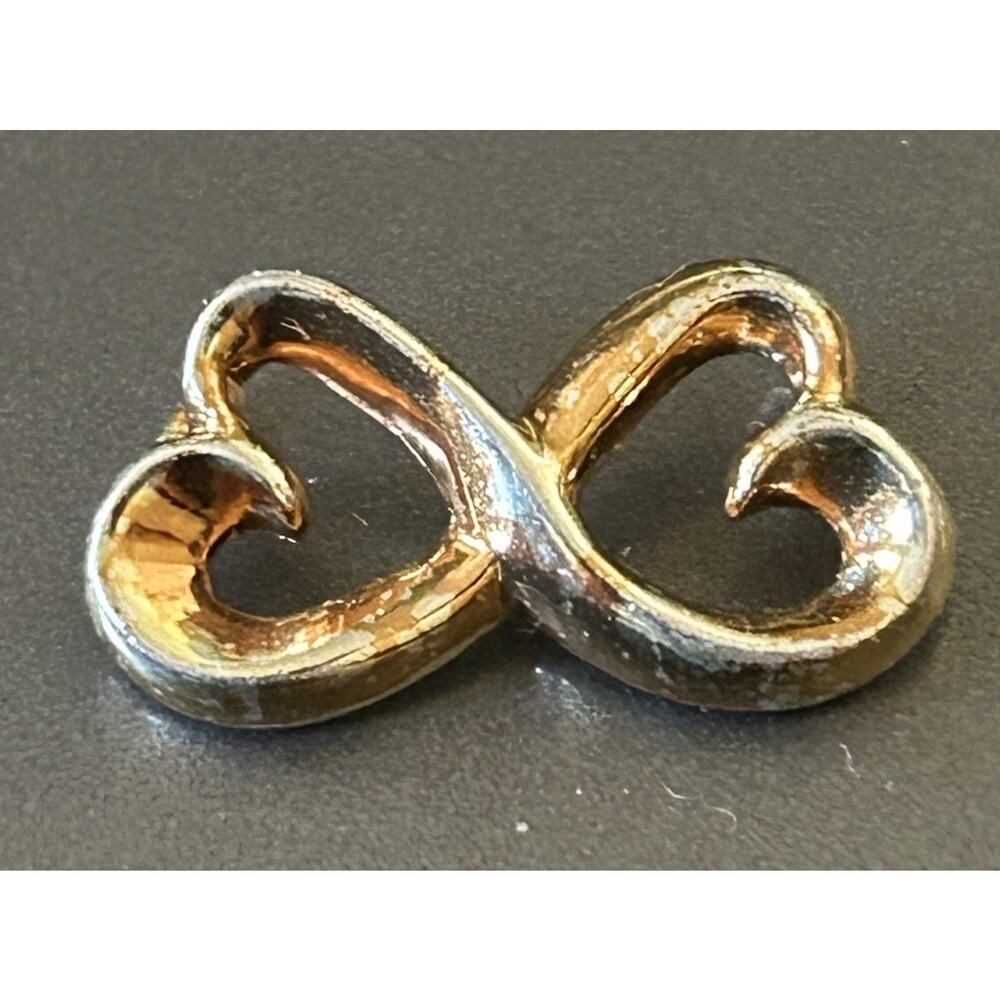 Vtg Necklace Pendant Infinity Heart Sister MARKED 925 STERLING SILVER Gold Wash